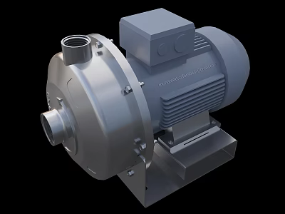 Stainless Steel Industrial Pump With Electric Motor Base Mount And Connection Ports 3d model