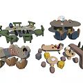 Modern Children's Table and Chair Children's Casual Table and Chair Game Table and Chair Small Low Stool 3d model