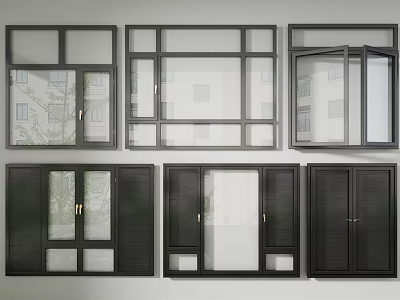 Casement Windows Various Opening Styles Black Frames And Modern Design Features 3d model