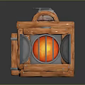Colorful Brick Furnace Structure With Open Metal Lid Revealing Internal Flame And Molten Liquid