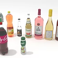 Assorted Colored Wine Bottles Including Pink Yellow Red and Labeled Varieties