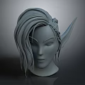 3D Model Of Elf Character With Long Hair And Pointed Ears Design