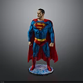 Superman Statue With Blue Costume Red Cape Yellow Belt And Lightning Base