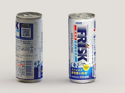 EREX Sparkling 24k Gold Energy Drink Cans With QR Code And Barcode 3d model
