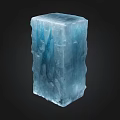 Blue Ice Crystal Column With Glossy Surface And Irregular Textures On Black Background 3d model