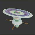 Futuristic Space Station Design Featuring Orbital Habitat Module Green Ecosystem Core And Stabilizing Thruster Legs