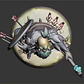 Fantasy Dwarf Warrior with Blue Beard Shield Axe Small Creature Companion Magic Blue Light Symbol