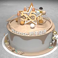 Cake clock-in US-Chen interactive clock-in art device 3d model