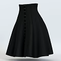 Elegant Black High Waist Dress With Button Front And Flared Pleated Skirt
