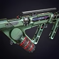 Futuristic Green And Black HELIX Weapon With Scope Magazine And Display Screen