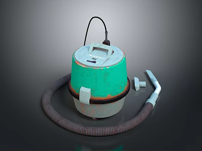 Green Household Vacuum Cleaner With Flexible Hose And Handle For Daily Cleaning 3d model