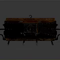 Traditional Handcrafted Wooden Container With Riveted Metal Edges And Leather Straps
