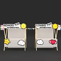 Decorative Market Stall with Flowers Fun Interesting Banner Sunflower Star Cloud Stickers and Wooden Structure