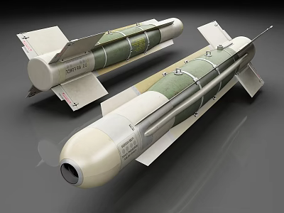 Military Missile Projectiles With Green And White Body And Tail Fins 3d model