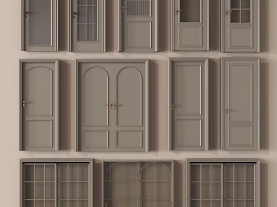 Various Hinged Door Styles for Home Interior with Glass and Wooden Frames 3d model