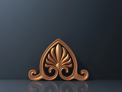 Ornate Copper Decorative Carving With Intricate Floral Patterns And Curved Scrolls 3d model