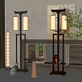New Chinese floor lamp floor lamp combination 3d model