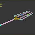 Trident Shaped Hardware Tool Featuring Long Silver Metal Rod Golden Connector and Three Prongs
