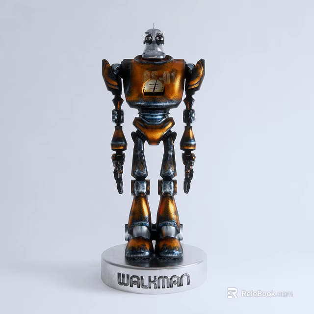 Electric Toy Robot With Metallic Orange Black Design Detachable Arms And Interactive Features 3d model 
