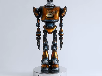 Electric Toy Robot With Metallic Orange Black Design Detachable Arms And Interactive Features 3d model