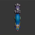 Stylish Blue Dragon Cartoon 3D Model With Yellow Decorations And Purple Tail