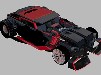 Futuristic Red And Black Off Road Vehicle With Bold Styling And Large Tires 3d model