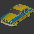 Yellow And Blue Vintage Style Toy Police Car With White Roof Lights And Logo