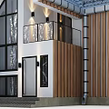 Modern Detached Villa With Wooden Siding Large Glass Windows Balcony And Gabled Roof