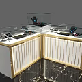 Elegant Jewelry Store Luxury Display Counter With Glass Top Marble Base And Gold Frame