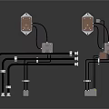 Modern Metal Piping Equipment With Multiple Connection Components And Fittings