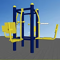 Sturdy Outdoor Sports Equipment With Blue Frame And Yellow Seats For Fitness