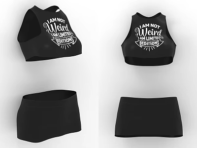 Black Sports Vest And Shorts With I Am Not Mediocre I Am Limitless Print 3d model