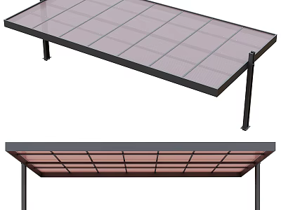 Outdoor Awning Featuring Metal Frame Transparent Roof Rectangular Design And Support Legs 3d model