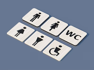 Practical Daily Living Bathroom Signs with Male Female Disabled WC Symbols 3d model