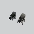 Beige Upholstered Leisure Chair With Geometric Pillow Gray Blanket Leather Trim Arms Black Metal Legs