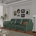 Modern three-seat sofa cream multiplayer sofa 3d model