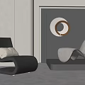 Modern Leisure Chairs with Unique Curved Design Black and Light Gray Upholstery