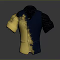 Stylish Blue And Gold Gradient Vest With Short Sleeved Shirt Collar