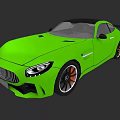 Green Sleek Sports Car With Two Door Design Black Roof Orange Wheels And Rear Spoiler