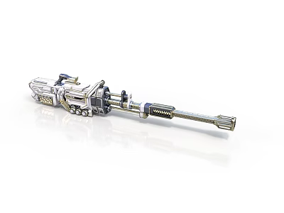 Futuristic Metallic Weapon With Advanced Mechanical Details Barrel And Grip Design 3d model