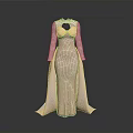 Man Modeling Pink Sequin Evening Gown With Long Sleeves And Mermaid Silhouette