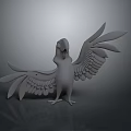 3D Rendered Parrot Model Standing With Open Wings On Gray Background