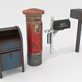 Vintage Mailboxes Collection Featuring Various Old Fashioned Styles And Colors 3d model