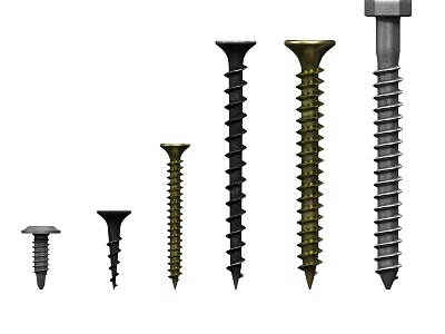 Assorted Hardware Tools Featuring Various Size Screws With Different Head Types For DIY Projects 3d model