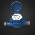 Blue Water Meter With Open Lid Mechanical Dial And Brass Connections