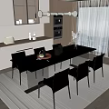 Modern Cream Style Dining Table and Chair Dining Table and Chair Combination Art Chandelier Wine Cabinet Sideboard 3d model