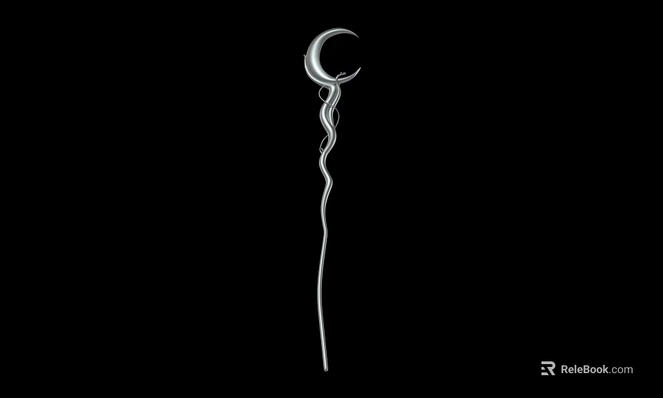 Modern Artistic Floor Lamp With Crescent Shaped Shade And Spiral Design 3d model 