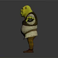 Shrek Character With Green Skin Outstretched Arms Brown Vest And Boots