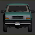 Turquoise Vintage SUV Exterior With Shiny Body And Reflective Surface On Dark Background