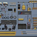 Auto Repair Shop Tools And Equipment Including Tires Workbench And Display Screens